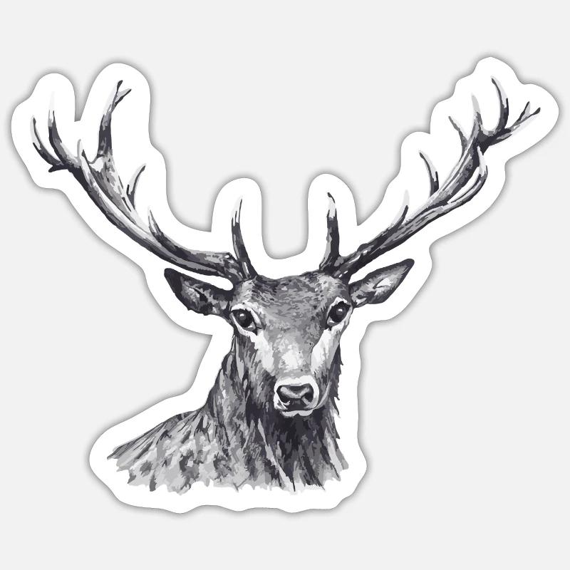 Cerf - Sticker taille S (10 x 10 cm) - blanc mat