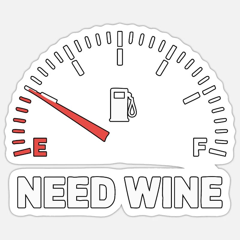 Tank empty – need wine now! Sticker size S (10 x 10 cm)