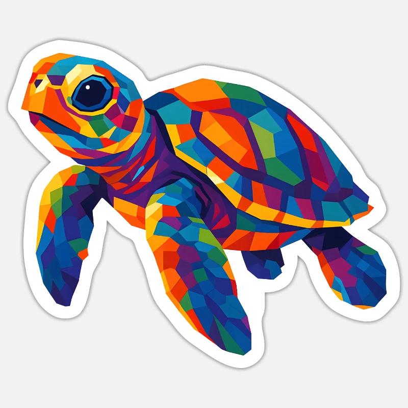 WPAP Polygon Style Animals Sea Turtle Sticker size S (10 x 10 cm)
