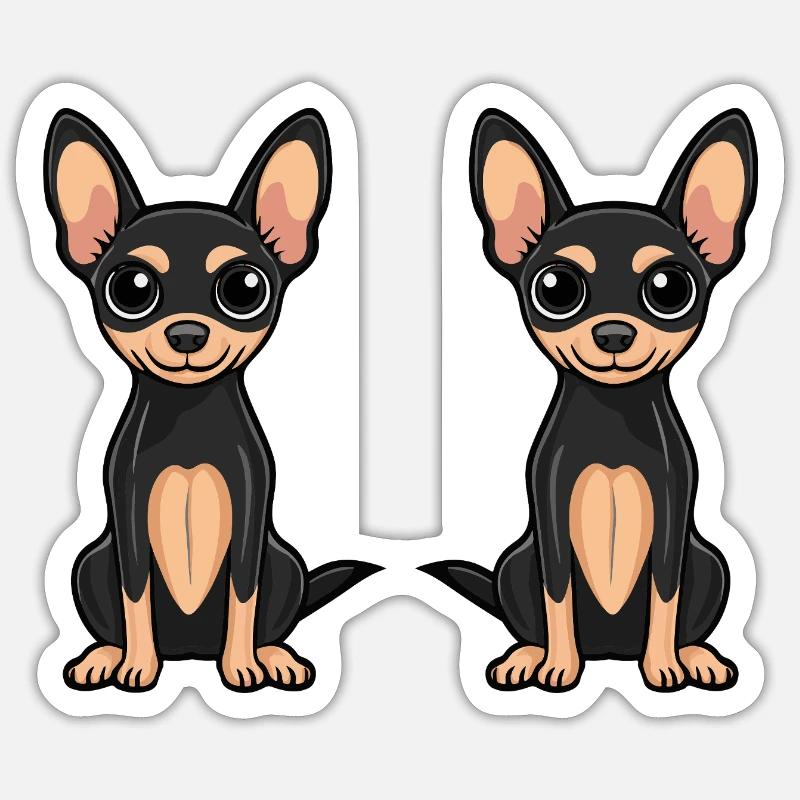 Pinscher Hund Comic - Sticker Größe S (10 x 10 cm) - Mattweiß