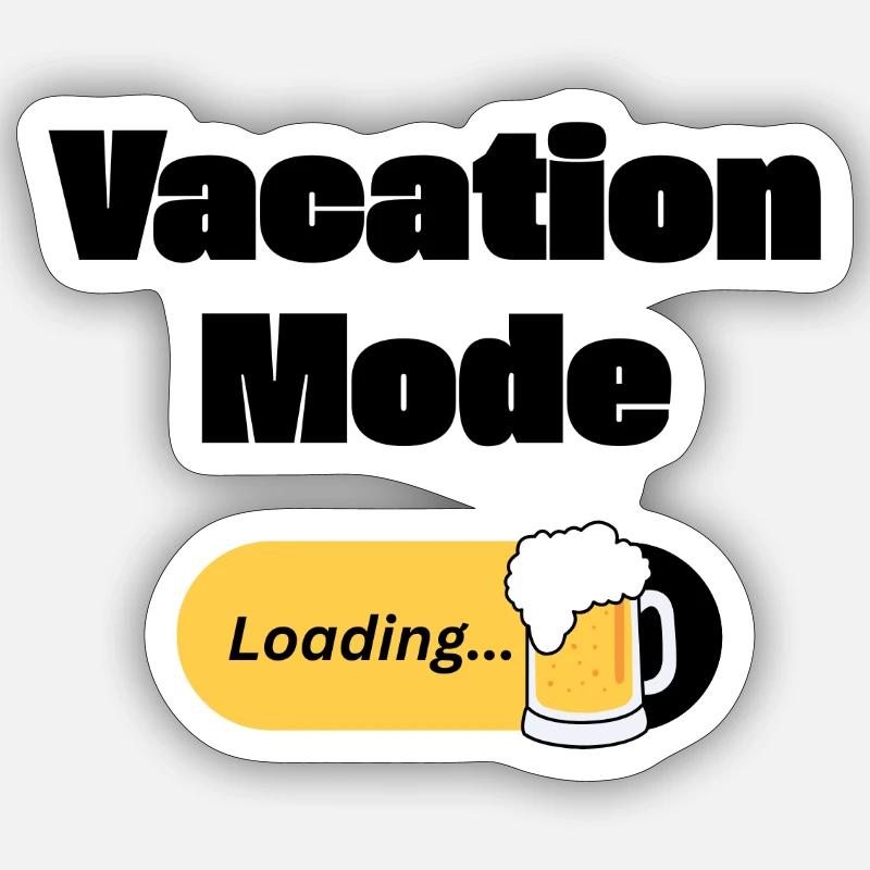 Vacation Mode On – Beer with loading bar (dark) Sticker size S (10 x 10 cm)