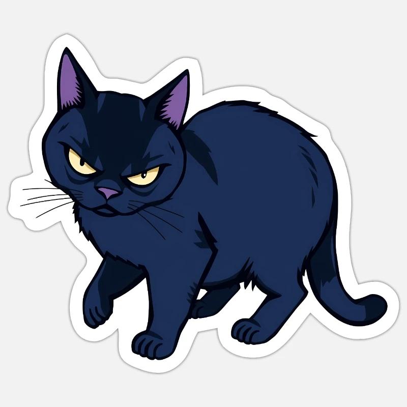 Grim Black Cat - Sticker size S (10 x 10 cm) - white matte