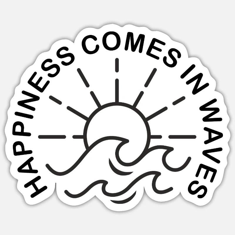 happinescomesinwaves - Sticker Größe S (10 x 10 cm) - Mattweiß