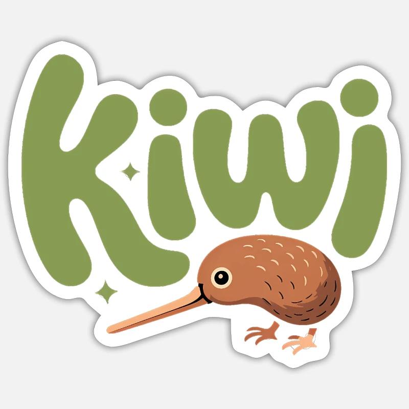Kiwi mignon - Conception d’oiseau néo-zélandais - Sticker taille S (10 x 10 cm) - blanc mat