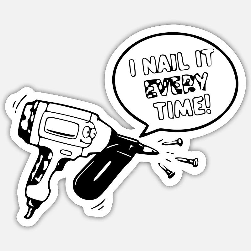 Humorous toy design with nail tool Sticker size S (10 x 10 cm)