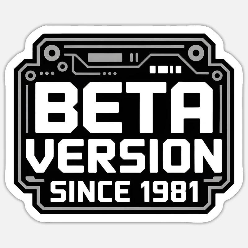 Retro Tech Logo Design - Sticker Größe S (10 x 10 cm) - Mattweiß