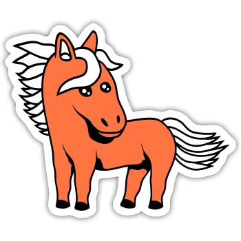 Pferd Süß Pony Fohlen Pferdemädchen Niedlich Comic - Sticker Größe S (10 x 10 cm) - Mattweiß - Vorne