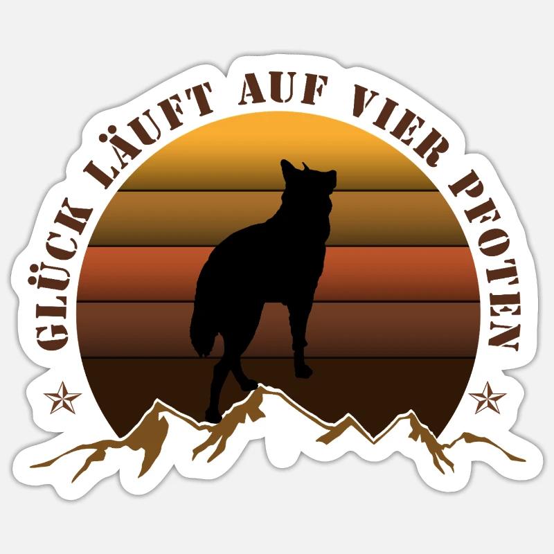 Evening wolf on mountain backdrop - Sticker size S (10 x 10 cm) - white matte