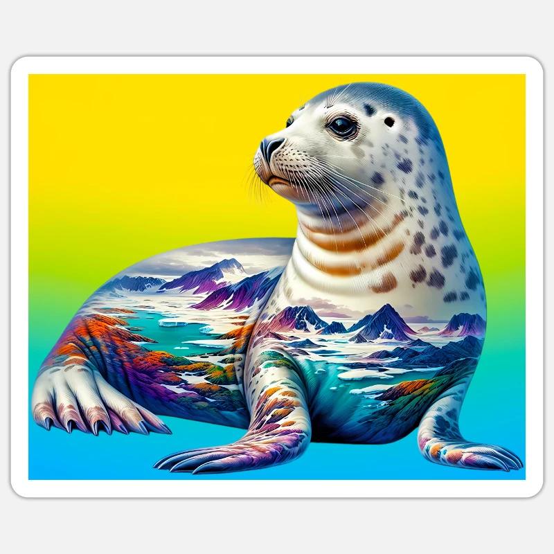 Phoque - Sticker taille S (10 x 10 cm) - blanc mat