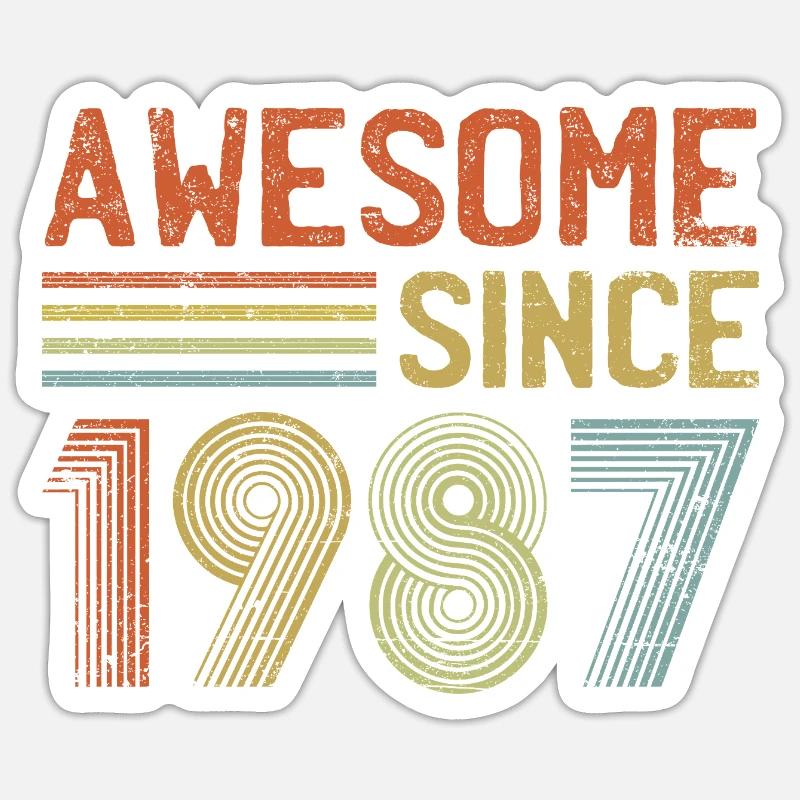 Retro 1987 Celebration Design - Sticker size S (10 x 10 cm) - white matte