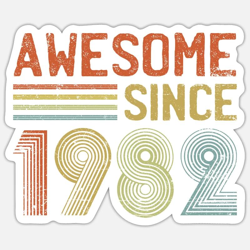 Typographie rétro de célébration de 1982 Sticker taille S (10 x 10 cm)