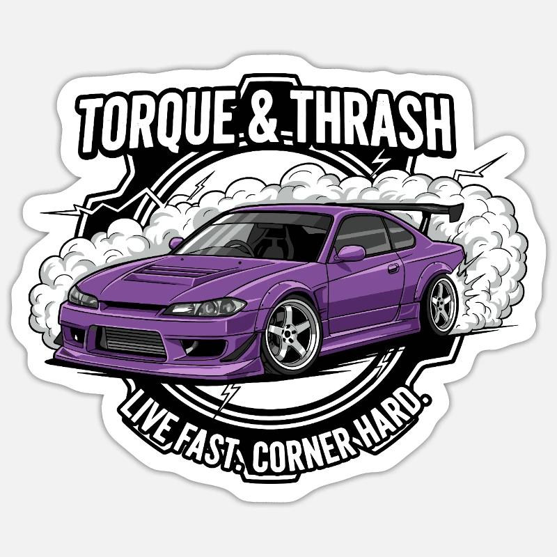 Torque & Thrash - Sticker Größe S (10 x 10 cm) - Mattweiß