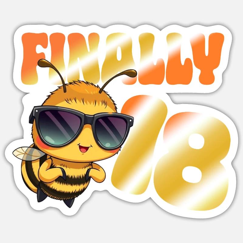 Finally 18 - Sticker Größe S (10 x 10 cm) - Mattweiß