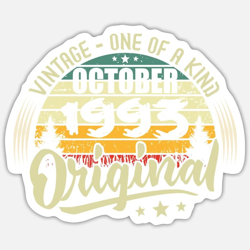October 1993 Birthday Gift - Sticker size S (10 x 10 cm) - white matte