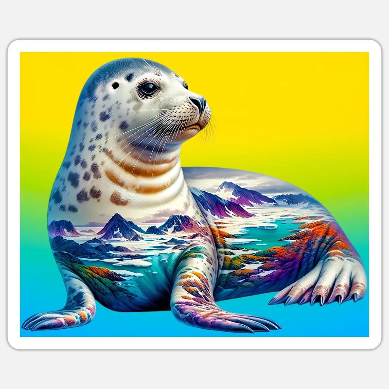 Phoque - Sticker taille S (10 x 10 cm) - blanc mat