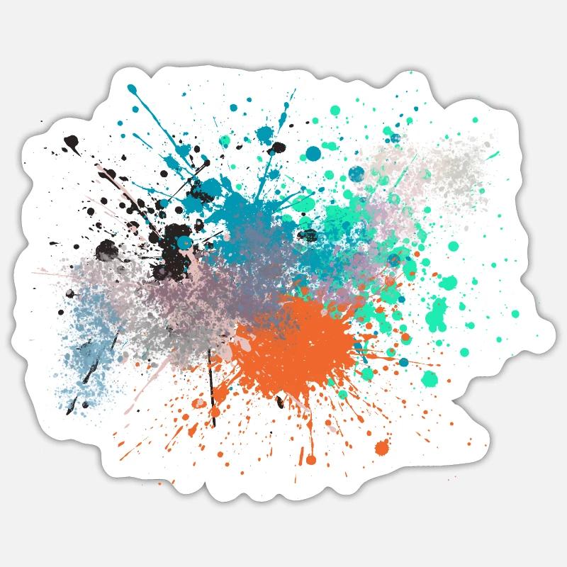 Farbexplosion Kunstinspiriert Design - Sticker Größe S (10 x 10 cm) - Mattweiß