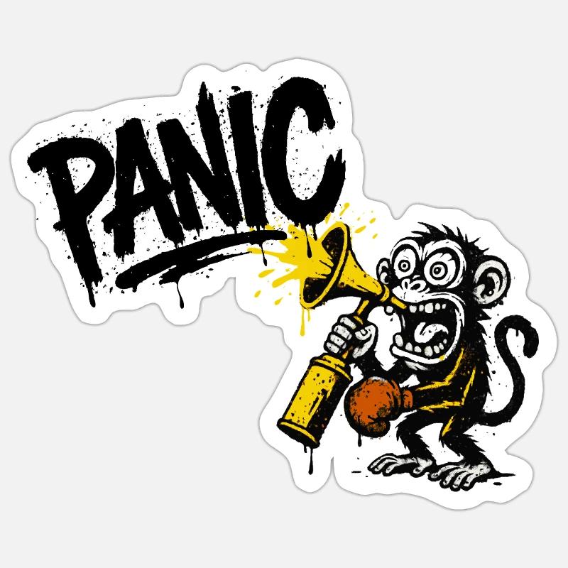 Expressive monkey with megaphone Sticker size S (10 x 10 cm)