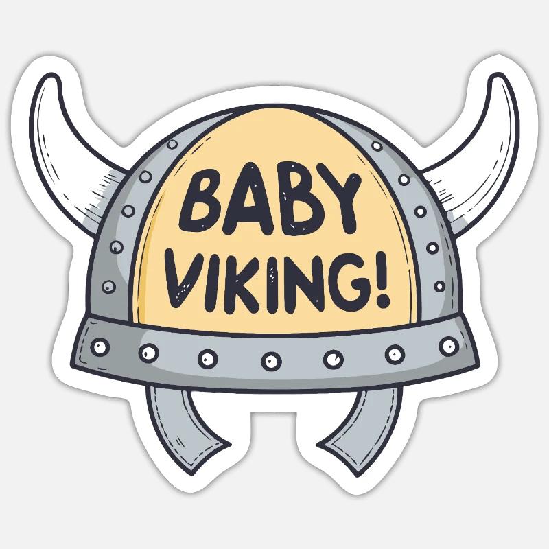 Viking Bébé Casque cornes blanches Sticker taille S (10 x 10 cm)