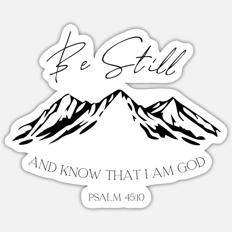Be Still Mountains Psalm 46:10 - Sticker size S (10 x 10 cm) - white matte