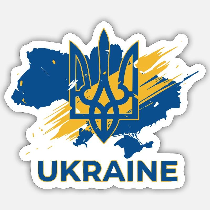 Trident Wave Ukraine Logo Print - Sticker size S (10 x 10 cm) - white matte