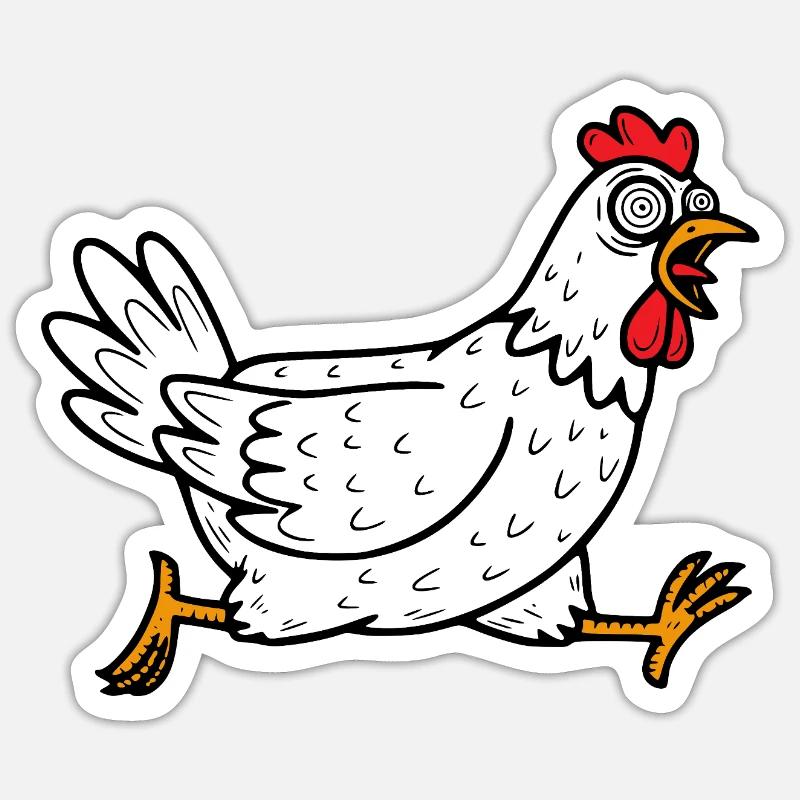 Crazy Chicken - Sticker size S (10 x 10 cm) - white matte
