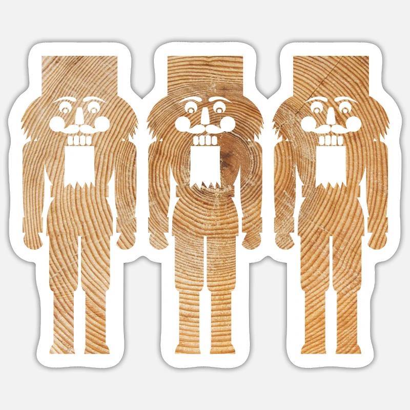 3 Nøddeknækker træ juleadvent dekorationssymbol - Sticker størrelse S (10 x 10 cm) - mat hvid