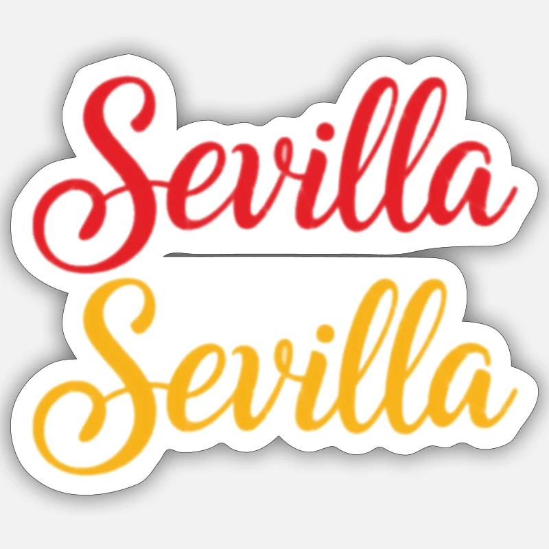 Sevilla Script Duo Red Yellow Retro - Sticker size S (10 x 10 cm) - white matte