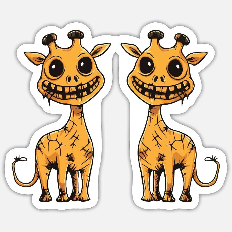 Girafe Halloween Équipe Drôle - Sticker taille S (10 x 10 cm) - blanc mat