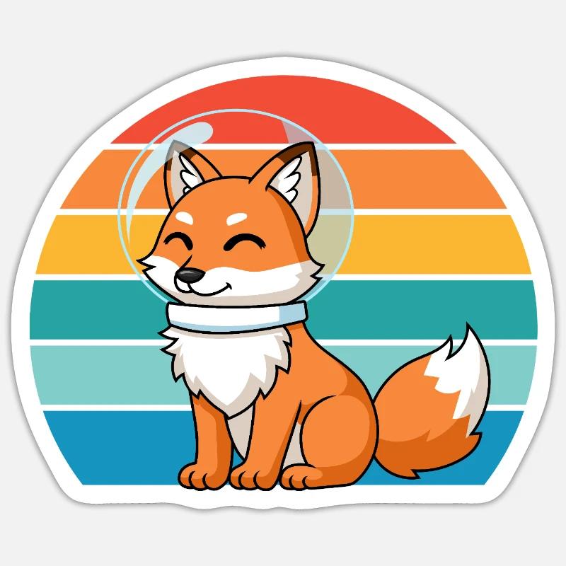Astronauts Retro Predator Red Fox Fox Lover Sticker size S (10 x 10 cm)
