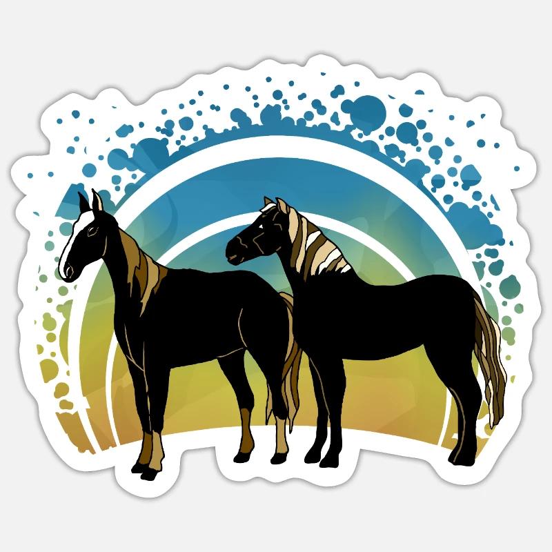 Chevaux - Sticker taille S (10 x 10 cm) - blanc mat
