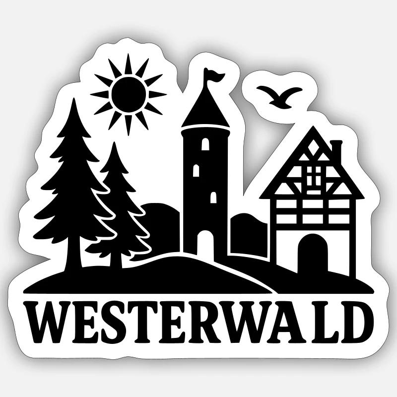 Westerwald Silhouette - Sticker size S (10 x 10 cm) - white matte