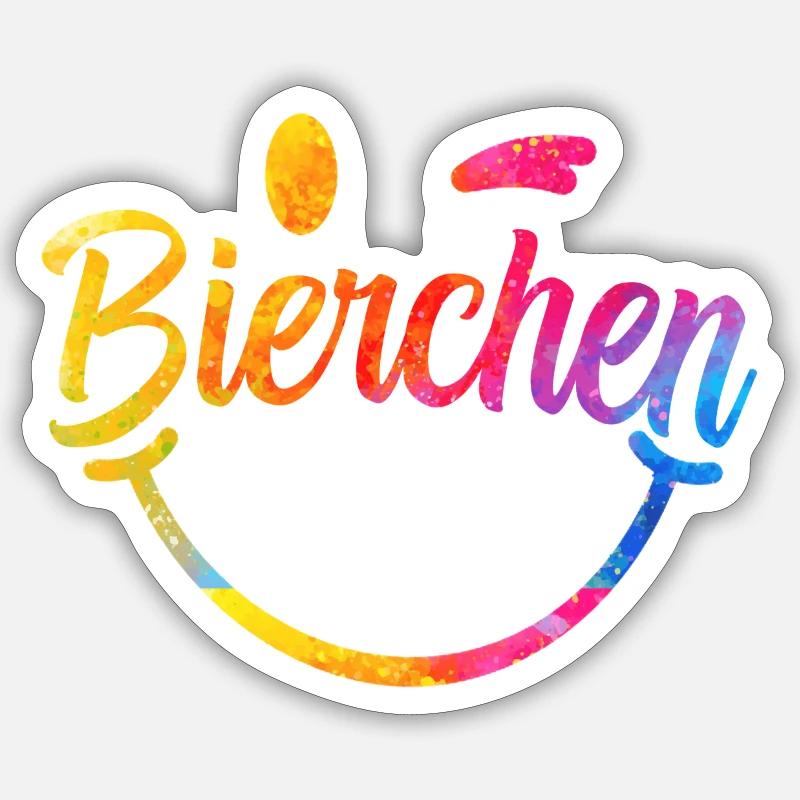 Lettrage arc-en-ciel de la bière - Sticker taille S (10 x 10 cm) - blanc mat