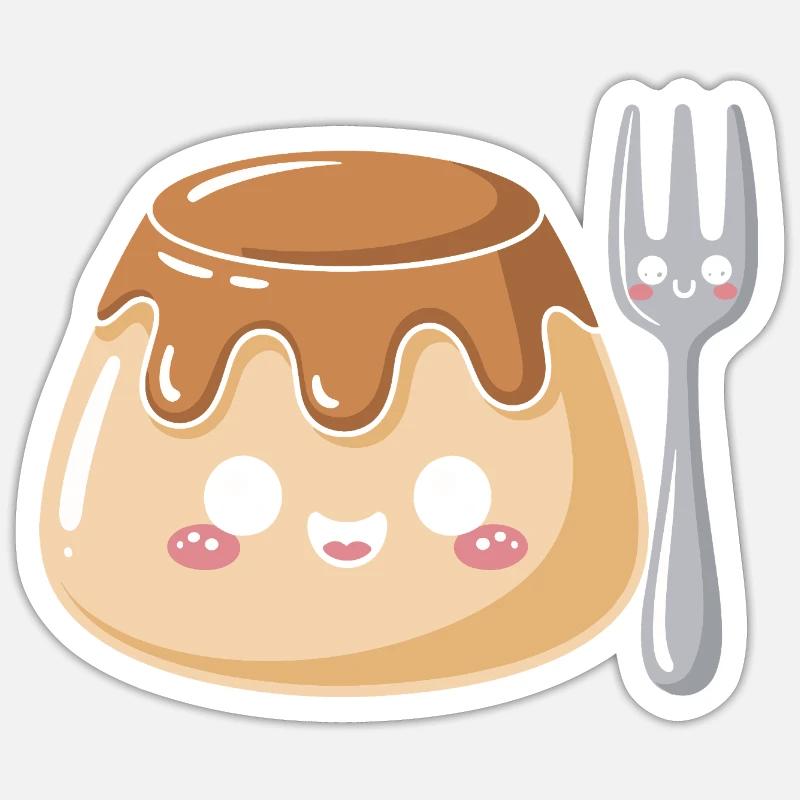 Pudding à la fourchette - Sticker taille S (10 x 10 cm) - blanc mat