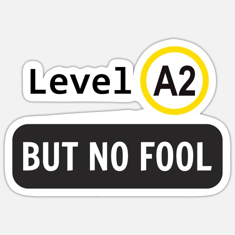 Language level A2, but no fool Sticker size S (10 x 10 cm)
