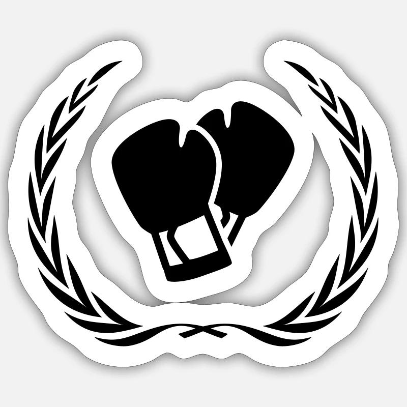Couronne de gants de boxe - Sticker taille S (10 x 10 cm) - blanc mat