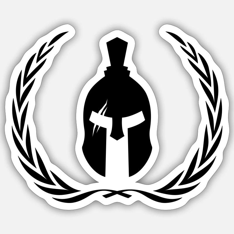 Spartaner Helm Gladiator Kranz - Sticker Größe S (10 x 10 cm) - Mattweiß