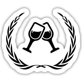 Wine Glasses Wreath - Sticker size S (10 x 10 cm) - white matte - Front
