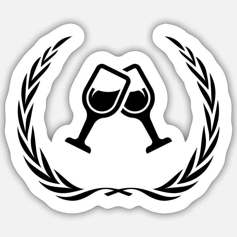 Couronne de verres à vin - Sticker taille S (10 x 10 cm) - blanc mat