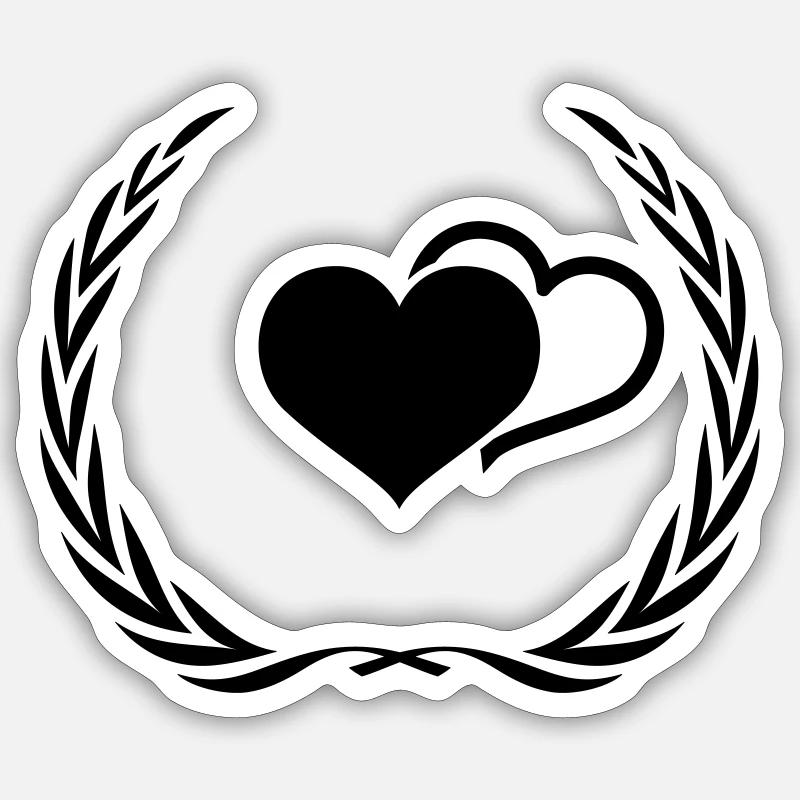 Coeurs symbole couronne - Sticker taille S (10 x 10 cm) - blanc mat