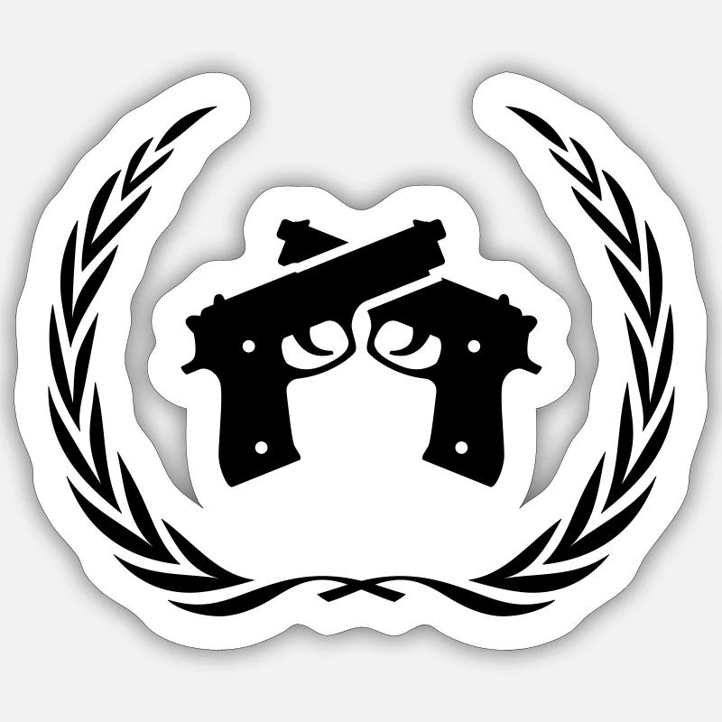Couronne de symbole d’arme à feu - Sticker taille S (10 x 10 cm) - blanc mat
