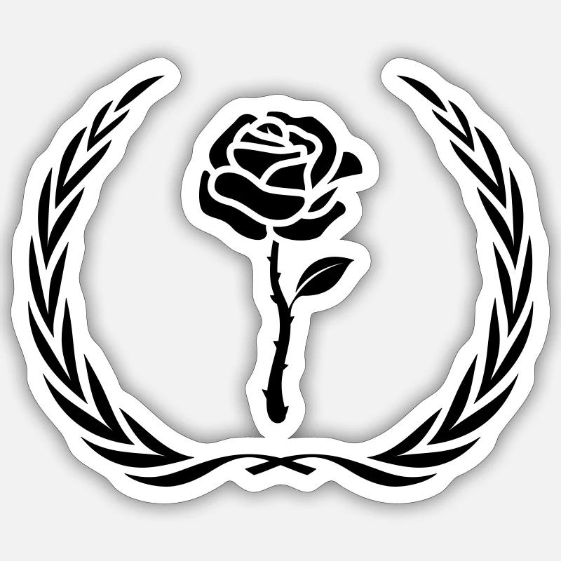 Rose Symbol Wreath - Sticker size S (10 x 10 cm) - white matte