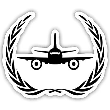 Flugzeug Symbol Kranz - Sticker Größe S (10 x 10 cm) - Mattweiß - Vorne