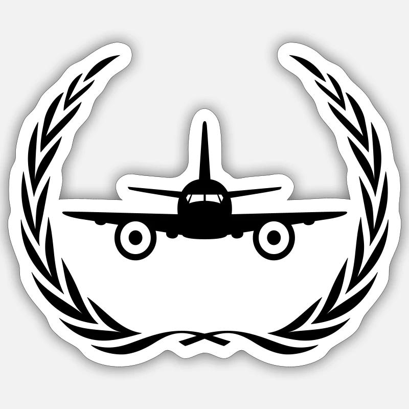 Flugzeug Symbol Kranz Sticker Größe S (10 x 10 cm)