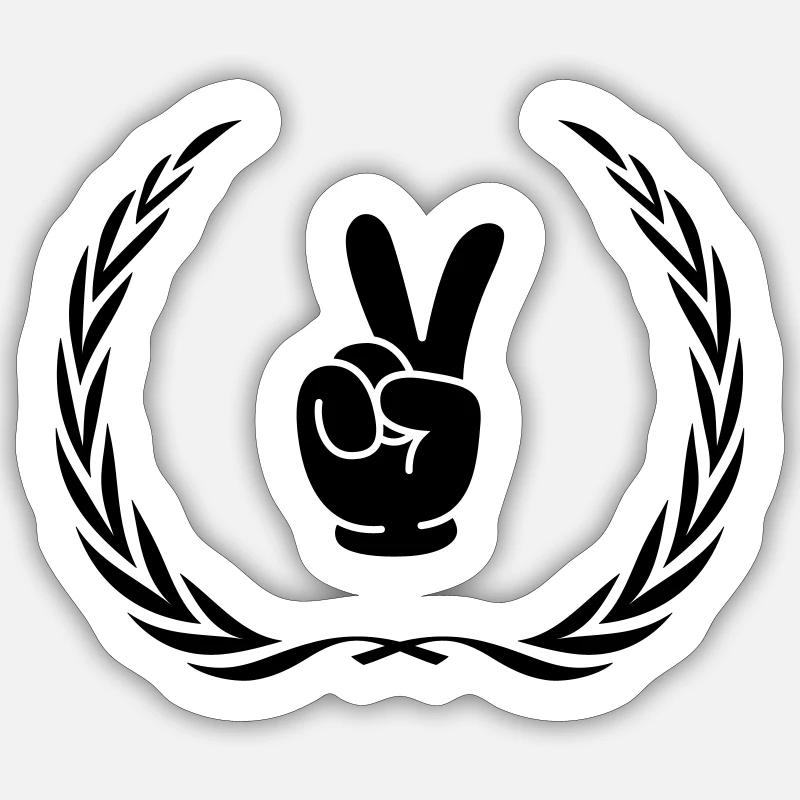 Peace Hand Comic Kranz Sticker Größe S (10 x 10 cm)