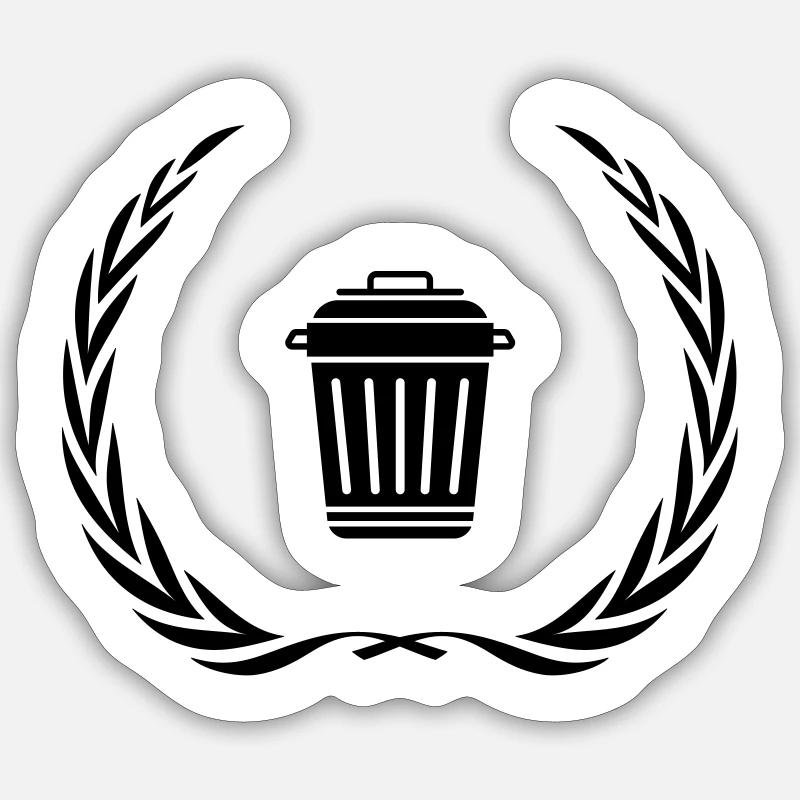 Garbage Can Symbol Wreath - Sticker size S (10 x 10 cm) - white matte