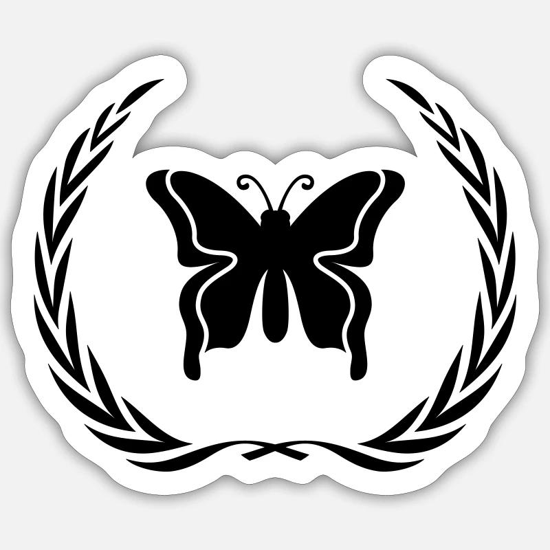 Couronne de symbole de papillon - Sticker taille S (10 x 10 cm) - blanc mat