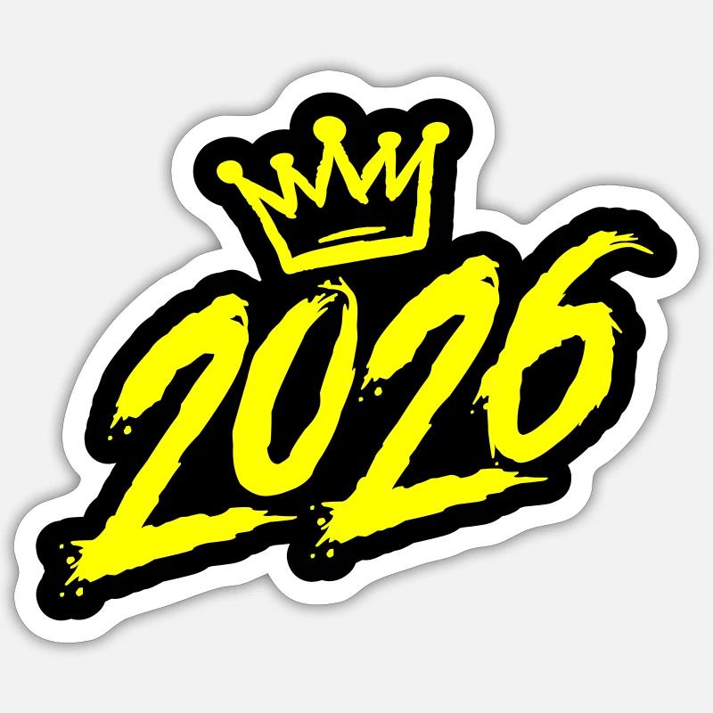 2026 Année Couronne - Sticker taille S (10 x 10 cm) - blanc mat