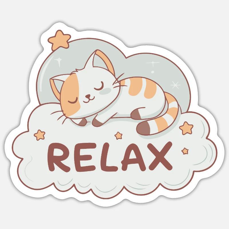 Dreamy kitten on pastel cloud - Sticker size S (10 x 10 cm) - white matte