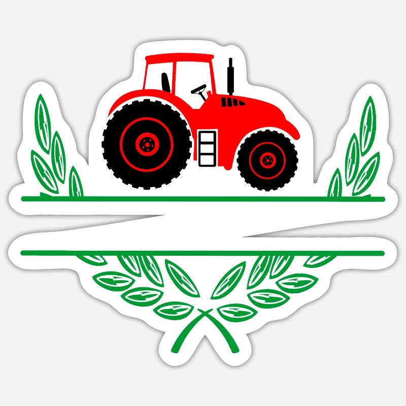 Red Tractor with Namespace - Sticker size S (10 x 10 cm) - white matte
