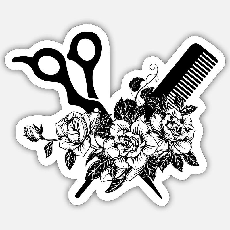 Idée cadeau coiffeur  - Sticker taille S (10 x 10 cm) - blanc mat